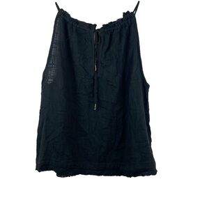 Free People Open Back Tie Gathered Neck Sleeveless Swing Top in Black